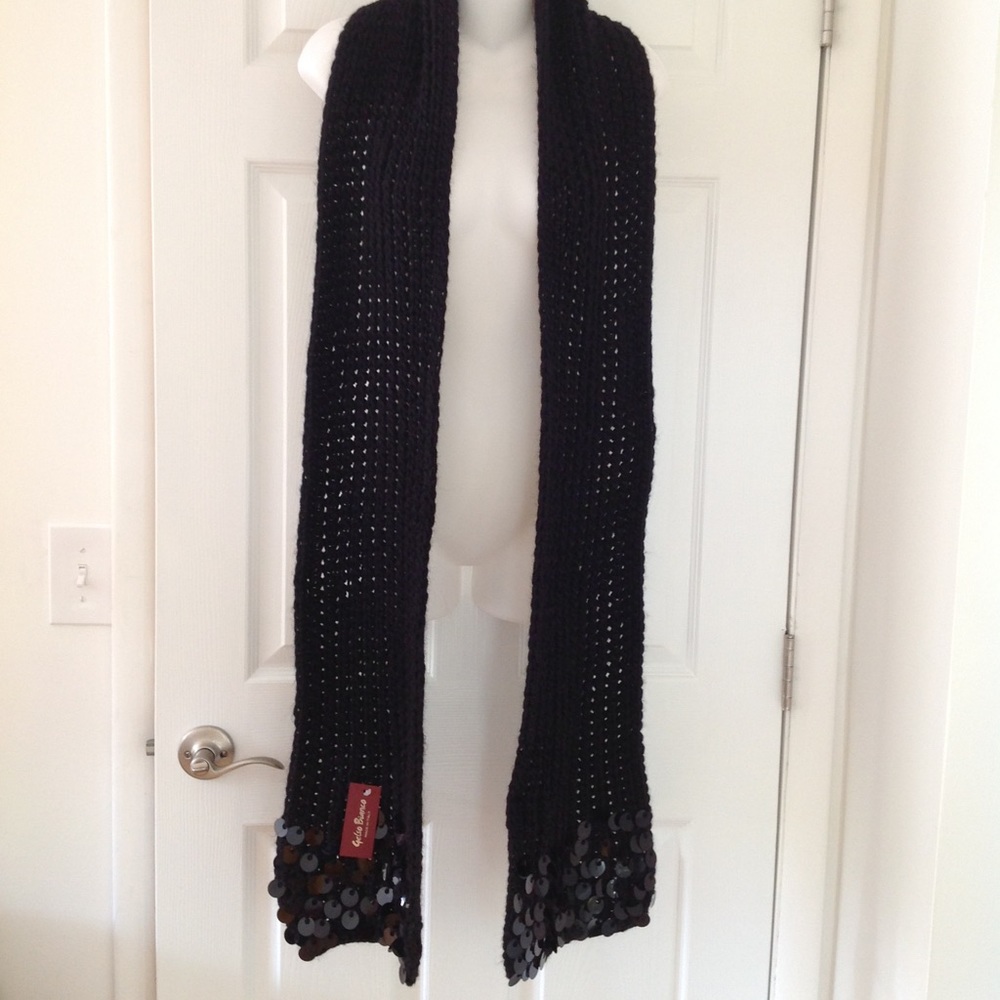 Gelso Bianco Black Sequined Knit Scarf Womens